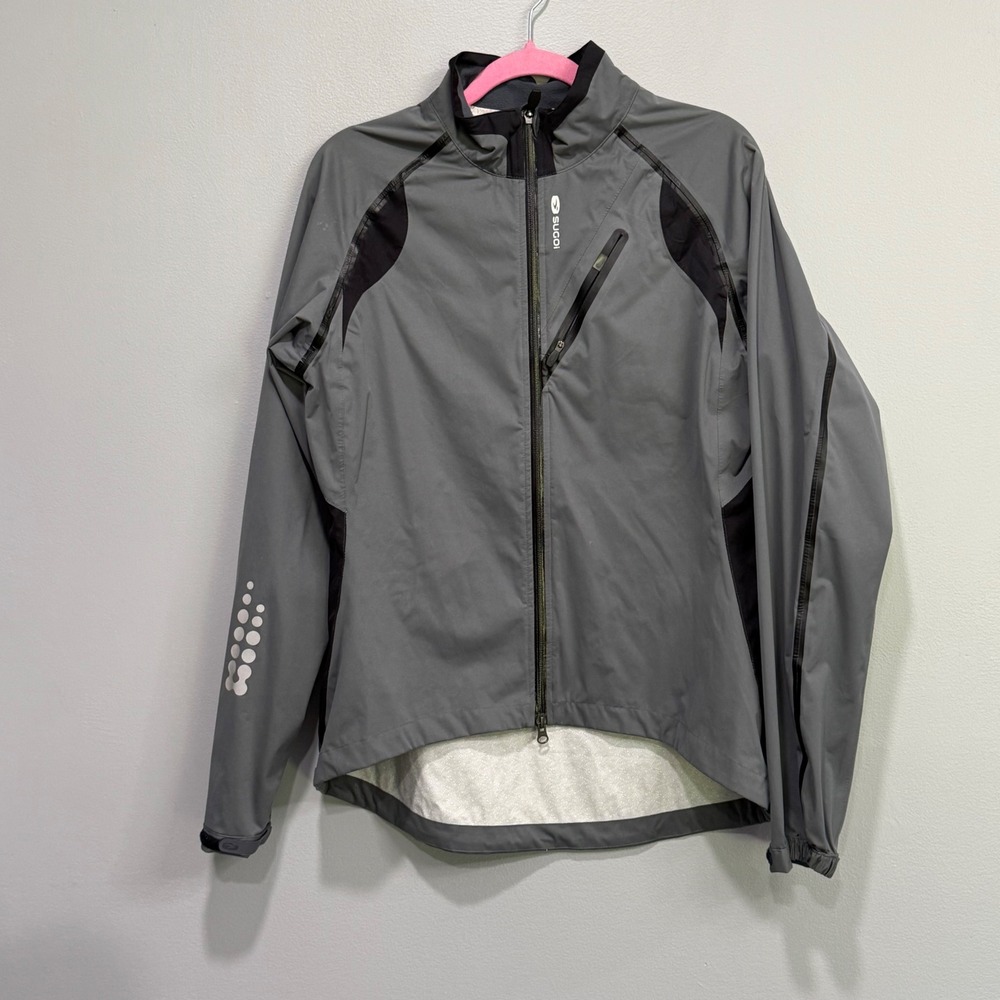 Sugoi Mens Gray Black Reflective Cycling Windbreaker Jacket Large L‎